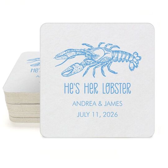 He's Her Lobster Square Coasters